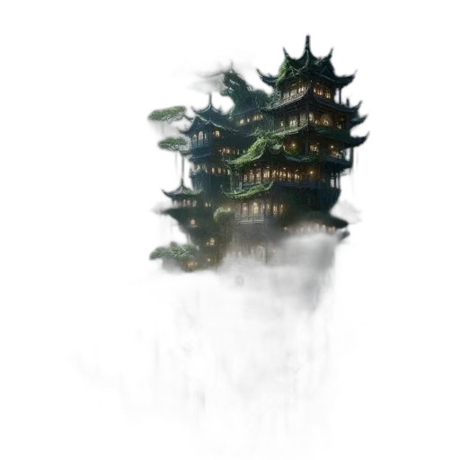 dragon, building, mask, crown transparent PNG cut-out
