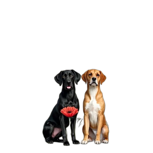 photorealistic, pixel art, dogs, their transparent PNG cut-out