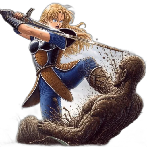 weapon, hair, sword, fantasy art transparent PNG cut-out