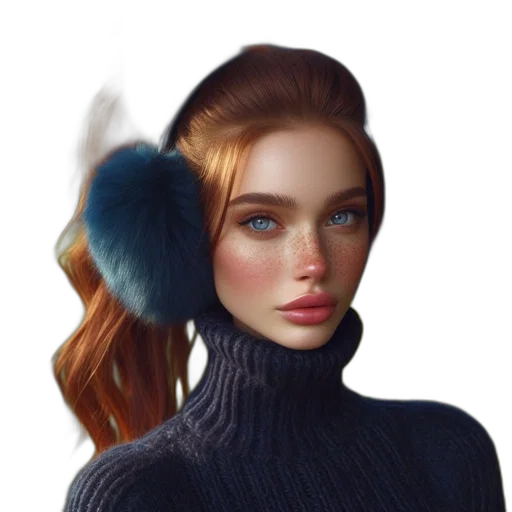 hat, hair, jewelry, jacket transparent PNG cut-out