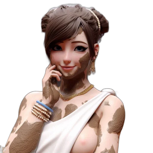 staff, dress, face, jewelry transparent PNG cut-out