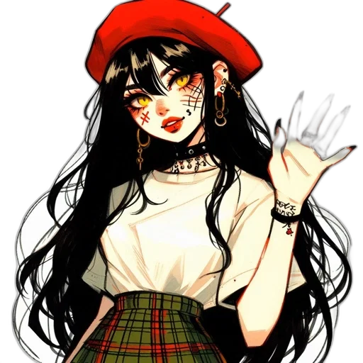 hat, dress, staff, anime transparent PNG cut-out