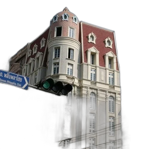 building, umbrella, furniture, photorealistic transparent PNG cut-out