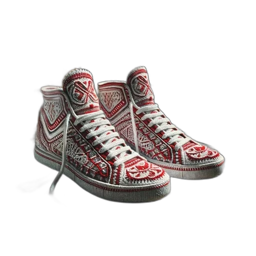 shoes, photorealistic, pair, embroidered transparent PNG cut-out