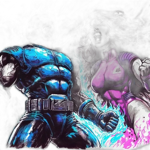 comic book art, concept art, fantasy art, cyberpunk transparent PNG cut-out
