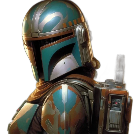 robot, concept art, individual, mandalorian-style transparent PNG cut-out