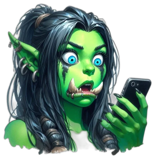 face, creature, staff, fantasy art transparent PNG cut-out