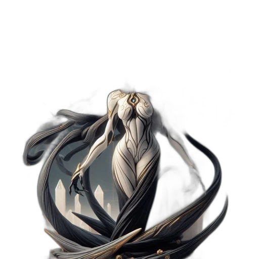 hair, dragon, dress, staff transparent PNG cut-out