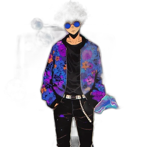 jacket, mask, staff, creature transparent PNG cut-out