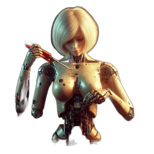 robot, weapon, staff, dress transparent PNG cut-out