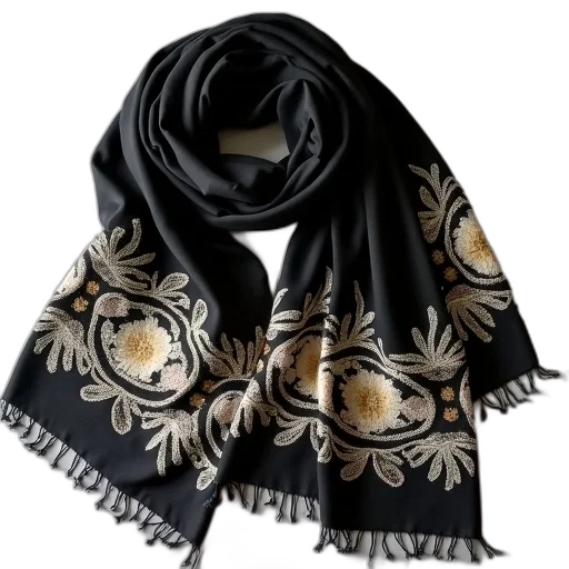 dark, black, shawl, detailed transparent PNG cut-out