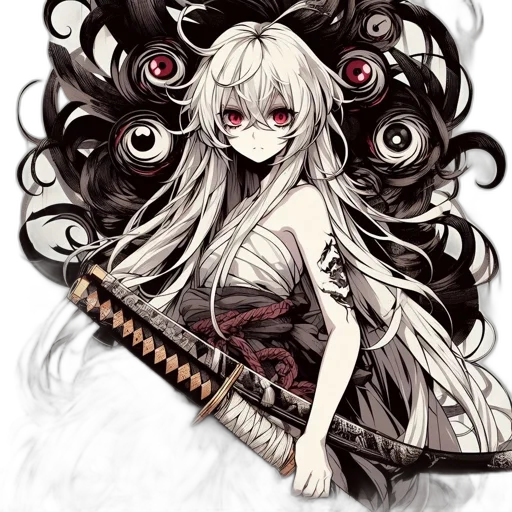 staff, sword, weapon, hair transparent PNG cut-out