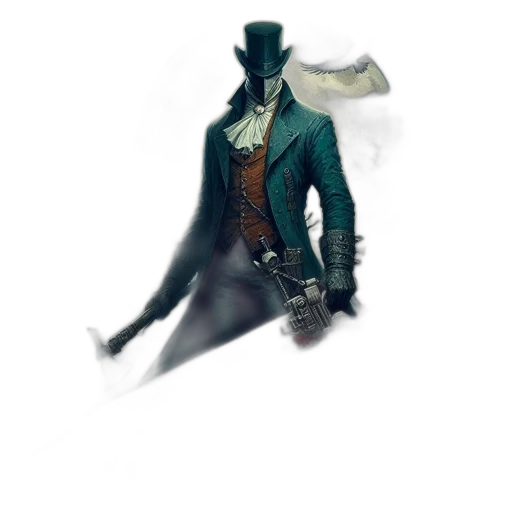 staff, jacket, mask, sword transparent PNG cut-out