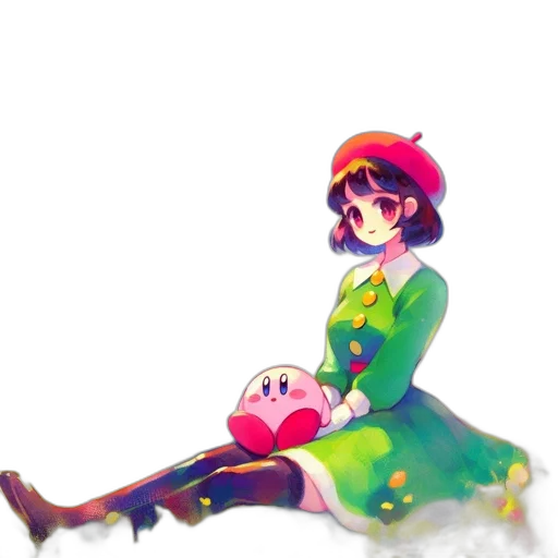 dress, flower, staff, hat transparent PNG cut-out