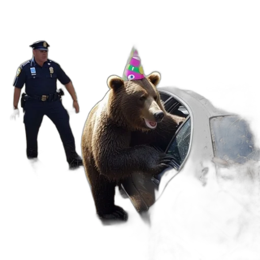 animal, bear, party, hat transparent PNG cut-out