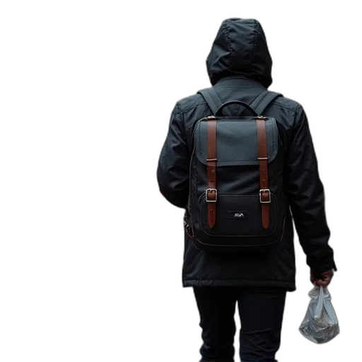jacket, umbrella, staff, face transparent PNG cut-out