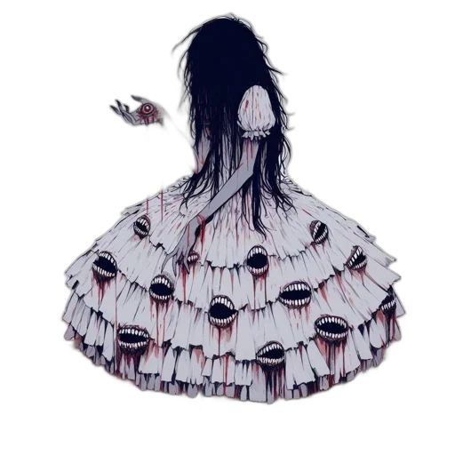 dress, hair, creature, mask transparent PNG cut-out