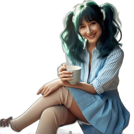 dress, hair, anime, photorealistic transparent PNG cut-out
