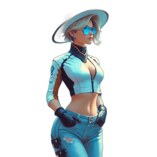 robot, hat, staff, jacket transparent PNG cut-out