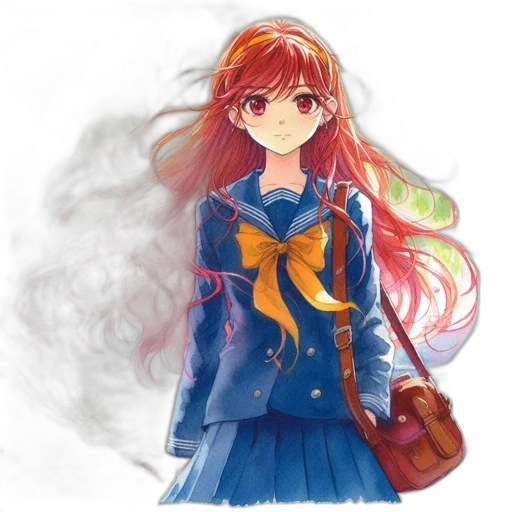 dress, jacket, staff, anime transparent PNG cut-out