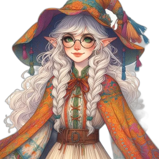 dress, staff, fantasy art, watercolor transparent PNG cut-out