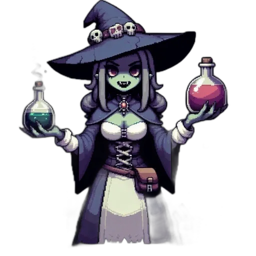 staff, dress, jewelry, pixel art transparent PNG cut-out