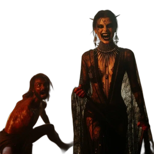 concept art, fire, menacing, figure transparent PNG cut-out