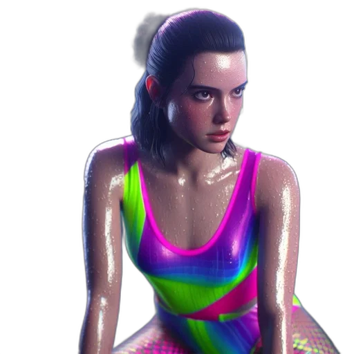 dress, jacket, face, cyberpunk transparent PNG cut-out