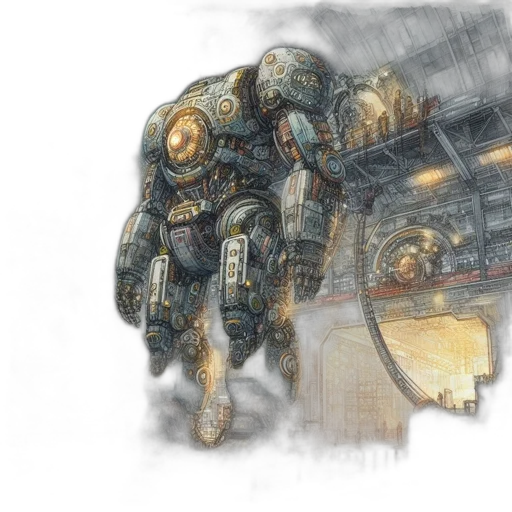 robot, weapon, concept art, watercolor transparent PNG cut-out