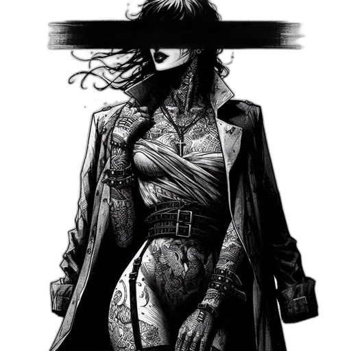 jacket, dress, mask, comic book art transparent PNG cut-out