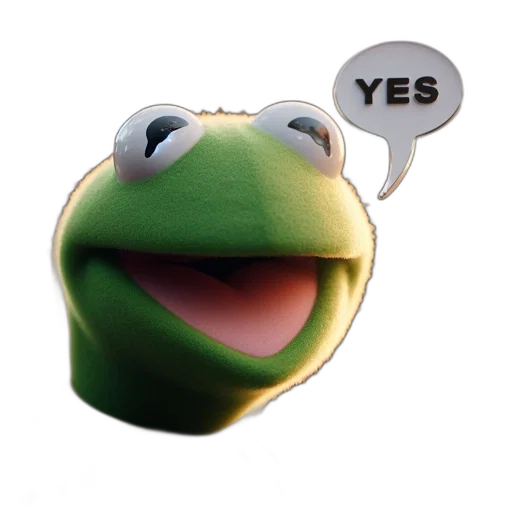face, robot, 3d render, kermit transparent PNG cut-out