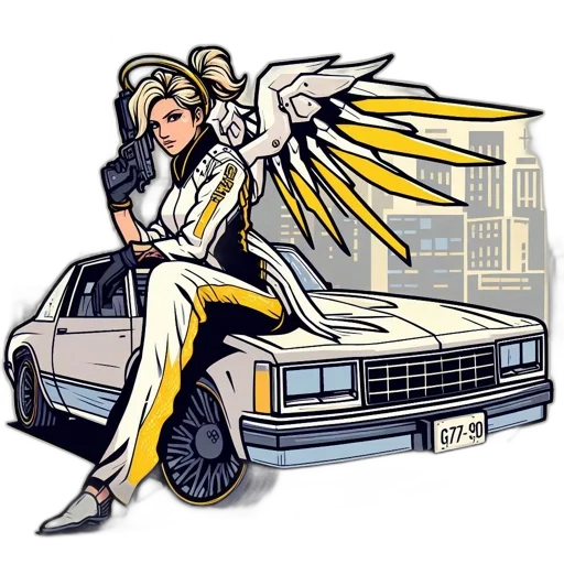 car, pixel art, concept art, comic book art transparent PNG cut-out