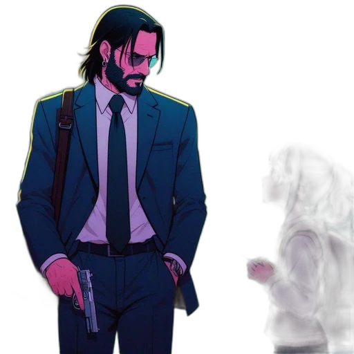 jacket, mask, staff, weapon transparent PNG cut-out