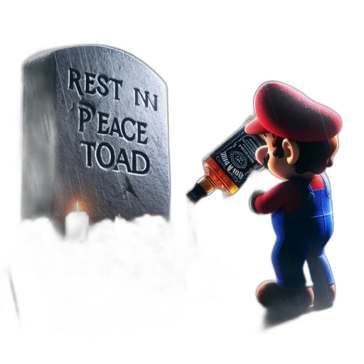 concept art, 3d render, pixel art, mario transparent PNG cut-out