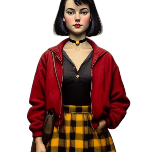 jacket, dress, face, concept art transparent PNG cut-out