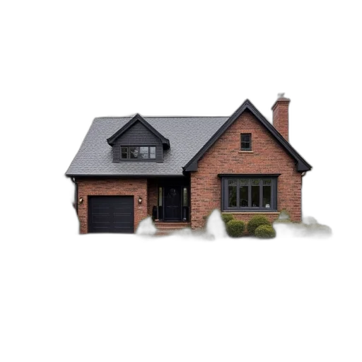 building, 3d render, photorealistic, dark transparent PNG cut-out
