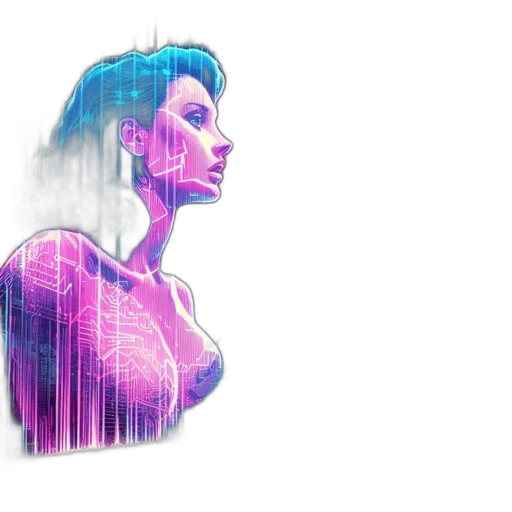 robot, face, dress, cyberpunk transparent PNG cut-out