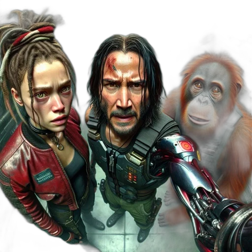 concept art, comic book art, photorealistic, cyberpunk transparent PNG cut-out