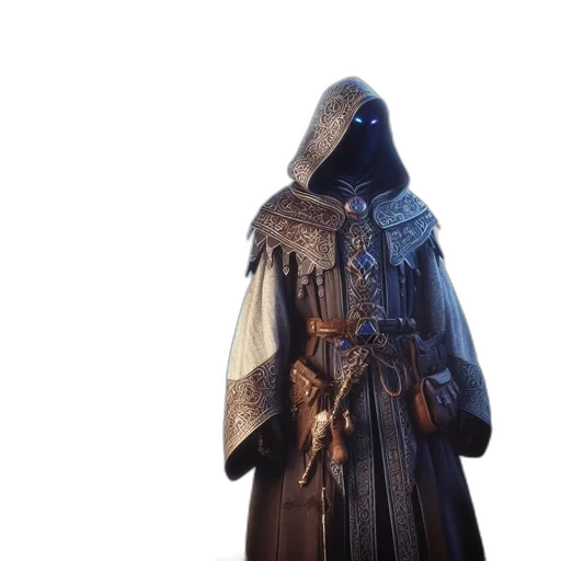 jacket, staff, sword, mask transparent PNG cut-out