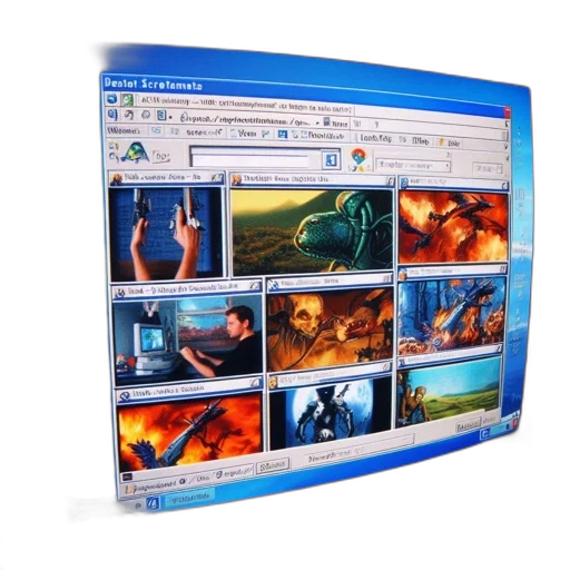 3d render, concept art, computer, monitor transparent PNG cut-out