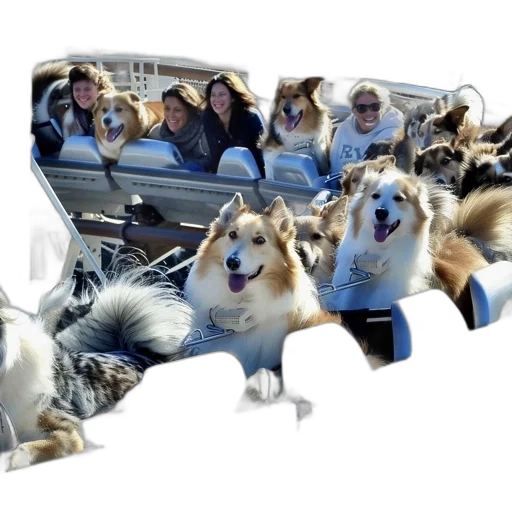 car, animal, group, people transparent PNG cut-out