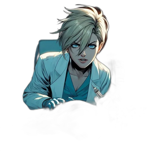 staff, face, jacket, comic book art transparent PNG cut-out