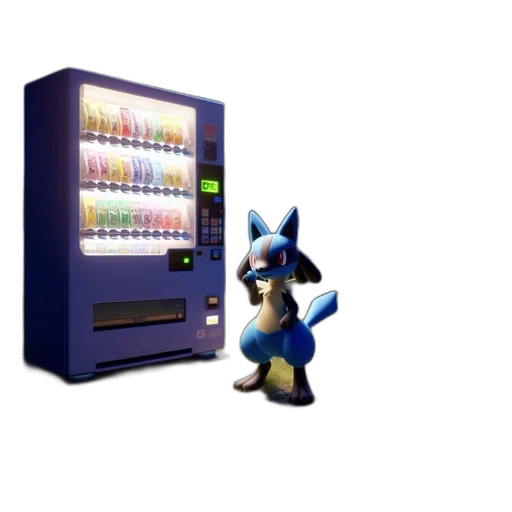 food, robot, 3d render, vaporwave transparent PNG cut-out