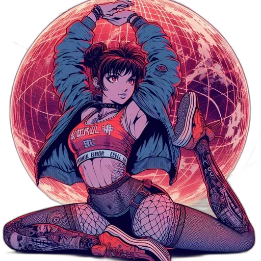 jacket, dress, dragon, cyberpunk transparent PNG cut-out
