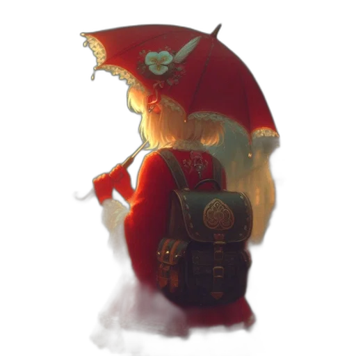 umbrella, dragon, mask, staff transparent PNG cut-out