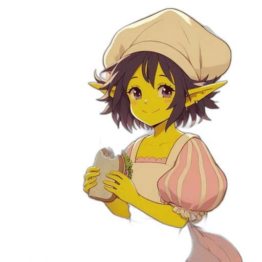 hat, dress, staff, flower transparent PNG cut-out