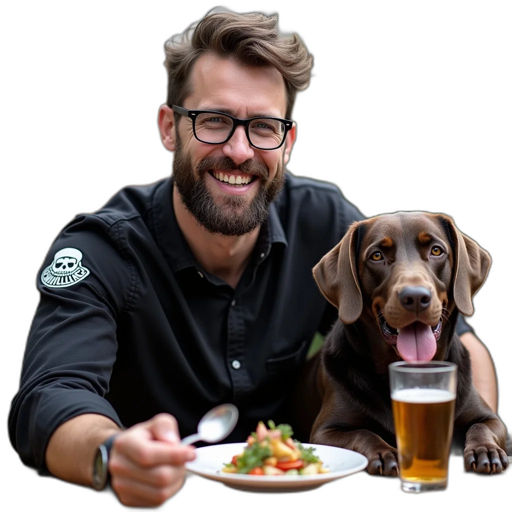 food, animal, man, glasses transparent PNG cut-out