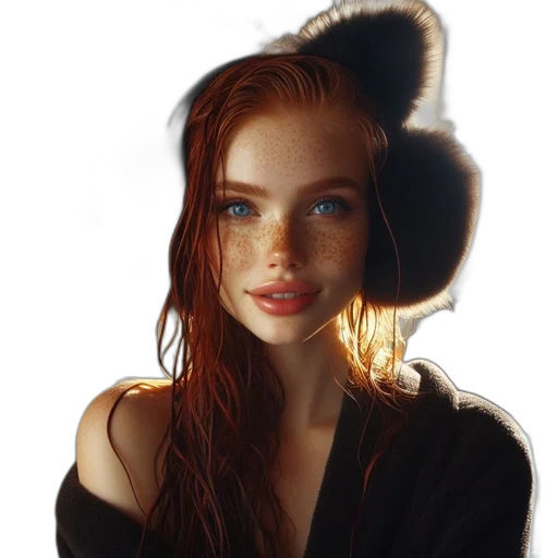 hat, jacket, hair, face transparent PNG cut-out