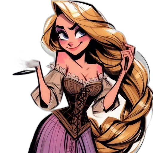 dress, staff, cartoon, comic book art transparent PNG cut-out