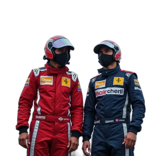 mask, two, men, racing transparent PNG cut-out